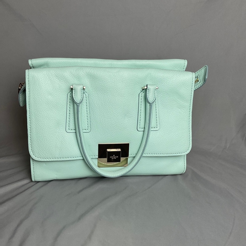 KATE SPADE AMELIA STREET JOANA Cloud Blue ITALIAN LEATHER SATCHEL MSRP$648 New